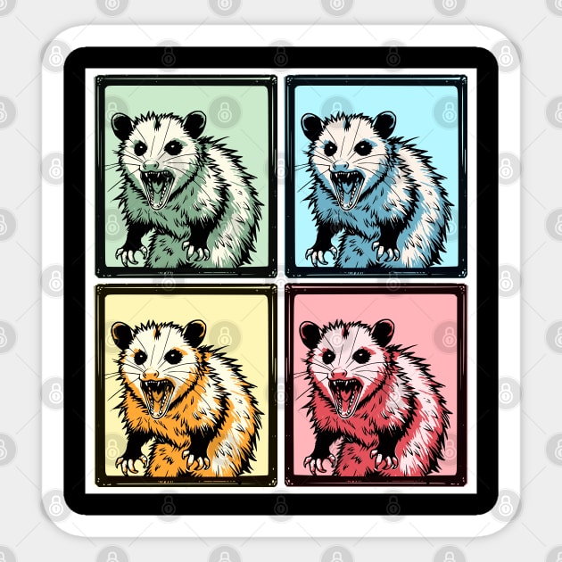 Possum Feral Hissing Opossum in funny Photobooth Pop Art Sticker by Luxinda